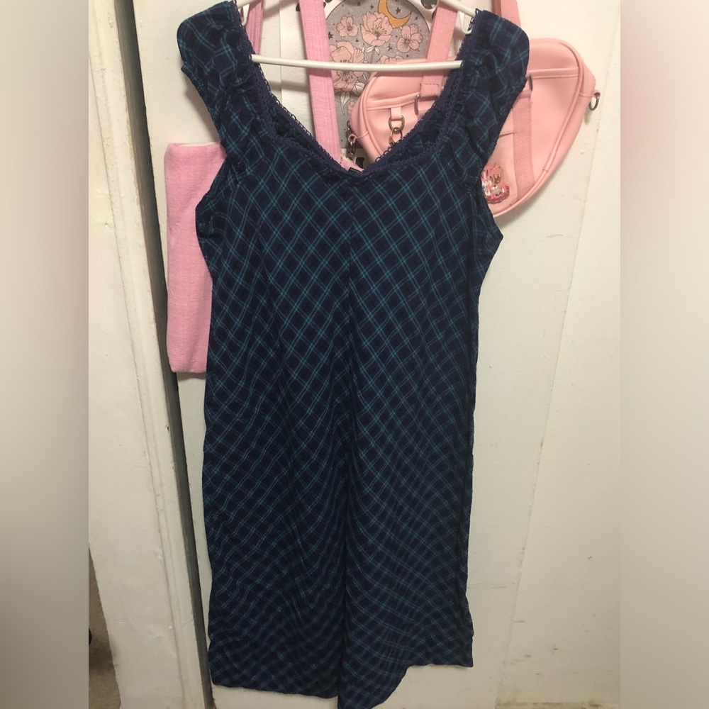 Forever21- Blue plaid shirt dress